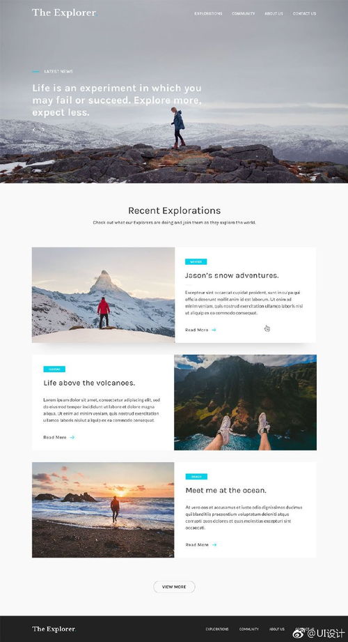 感受大自然 旅行博客網頁設計的UI靈感分享